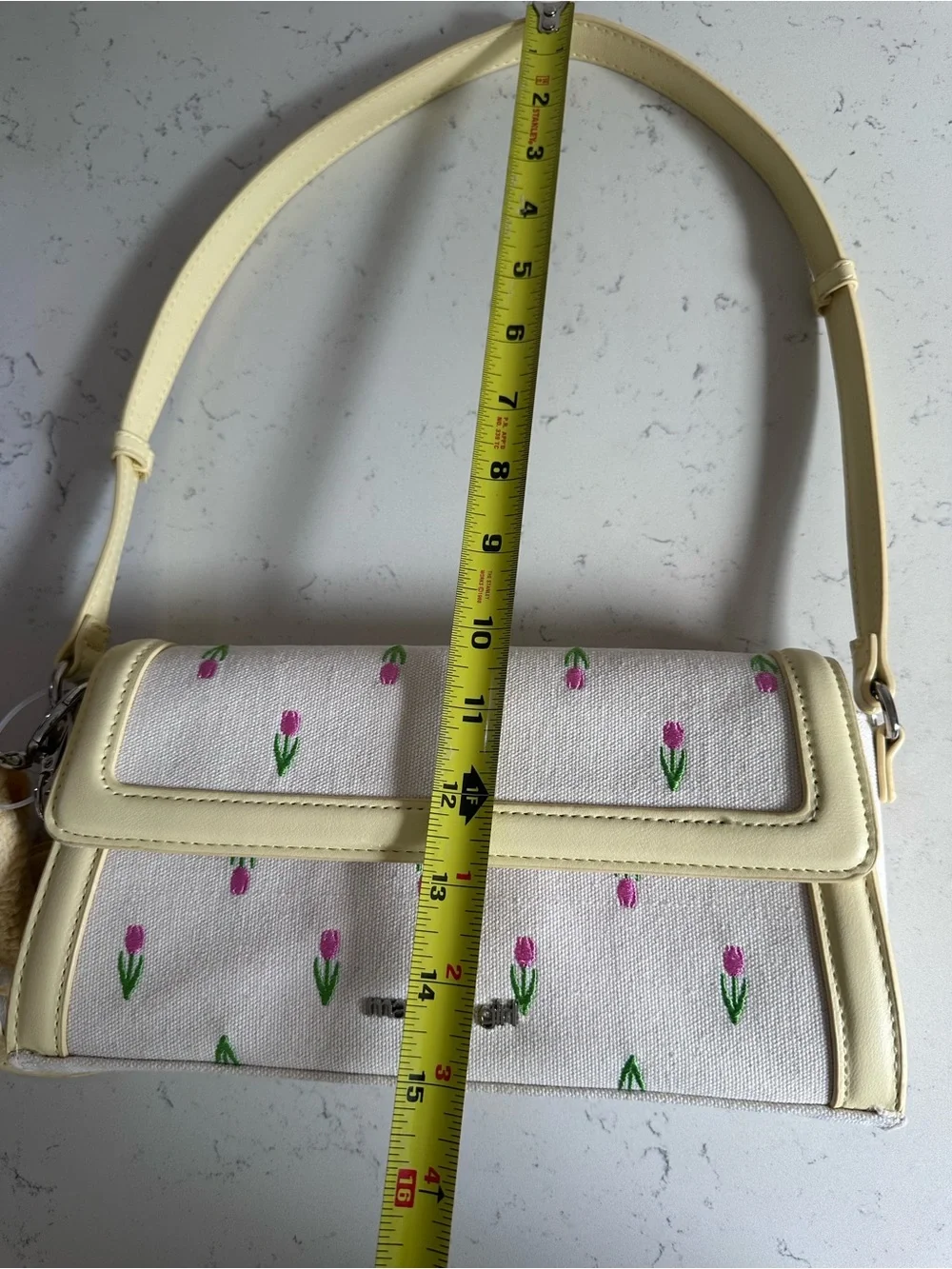 Madden Girl Yellow & Pink Tulip Embroidered Crossbody Bag